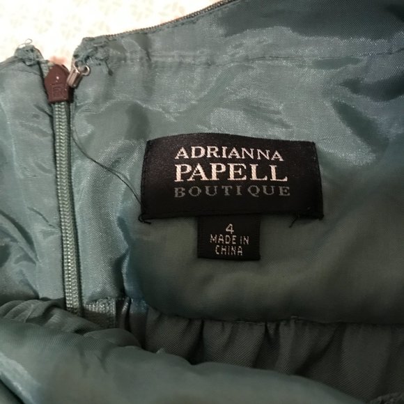 Adrianna Papell | Beaded Gold Green Tulle Dress - Picture 13 of 13